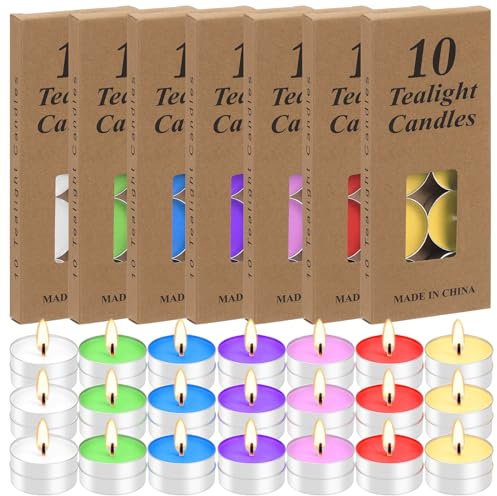 Mardatt 70Pcs Aluminum Tea Lights Candles Long Burning Tea Light Candles Unscented Tealight Candles Mini Tealight Candles for Romantic Dinner, Wedding, Party