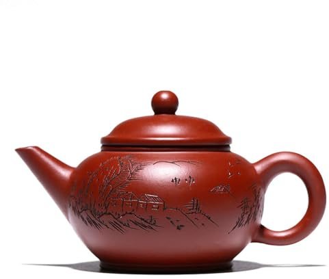 Tetera Hecha a Mano Tetera de arcilla púrpura retro china, juego de té exquisito y duradero, juego de té de oficina, tetera floral, adecuada for té negro, té verde, té Oolong Para Preparar Té de Hojas