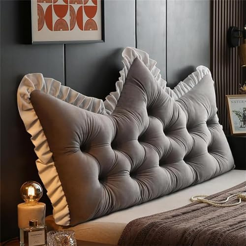 Kopfteilkissen, Weiches Rückenkissen Im Prinzessinnen-Stil mit Krone Zum Sitzen Im Bett, Langes Kissen fürs Bett, Lesekissen, Kissenrückenlehne,1,90 * 50cm