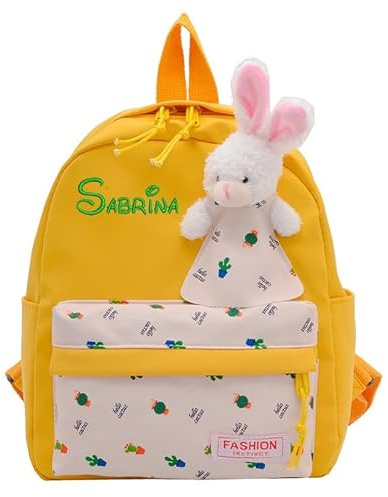 Caixiabeauty Sac à Dos avec Nom Brodé Personnalisé,Sac à Dos de Maternelle Personnalisé,Cartable Petit Lapin pour Garçons et Filles，Cadeau D'anniversaire pour Enfants