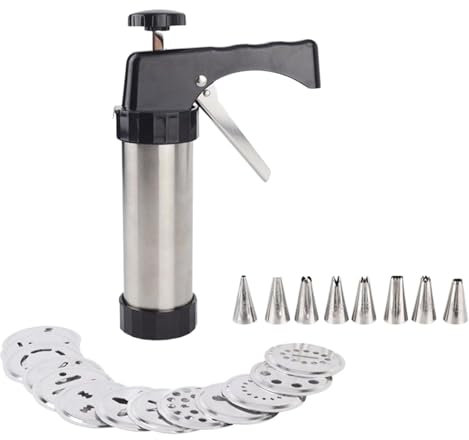 Cookie Press Guns - Cookie Maker Machine | Stainless Steel Cookie Press | Maker Guns | Baking Supplies | Cookie Machine Cream Decorating Guns for Desserts, Cakes, Cupcakes, Cookies, Pastry, Su