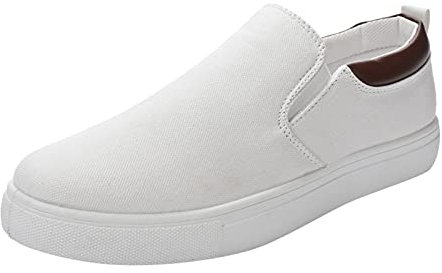 Foot Chaussures Confortables à Fond Plat pour Hommes Running pour Hommes à la Mode Talonnette Grandissante Homme (White, 43)