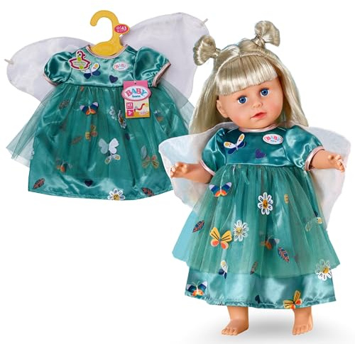 BABY Born Feenkleid mit Flügeln für 43 cm Puppen | Stoffflügel, Schmetterlingsapplikationen, passend für 43 cm Puppen