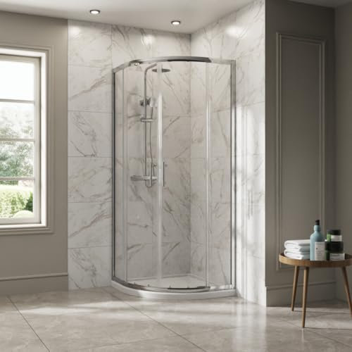 NRG 700 x 700mm Chrome Framed Quadrant Shower Enclosure Sliding Door for Wet Room Cubicle Enclosures