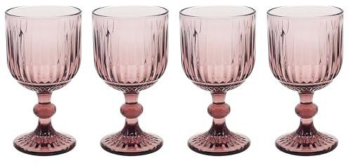Lesser & Pavey Elements Pink Wine Glass Set of 4 for Home, Kitchen, Restaurant & Parties | Lovely Wine Glass Set of 4 for Drinks | Lovely Gift for Women, Men, Wedding & Christmas