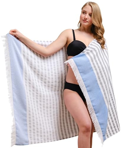 Hammetex Peshtemal, asciugamano Terry, 100% cotone, 90 x 150 cm, grande asciugamano da sauna, leggero, molto assorbente e ad asciugatura rapida, ideale per spiaggia, sauna e viaggi