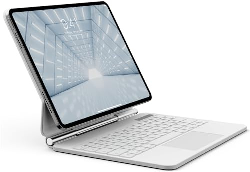 KVTVOU Fodral tangentbord för iPad 11. Gen 2025/iPad 10. Gen 2022, vit | Bluetooth-tangentbord med pekplatta för iPad (A16) 11./10. generationen, brett stativ, tysk QWERTZ-layout, ultratunn