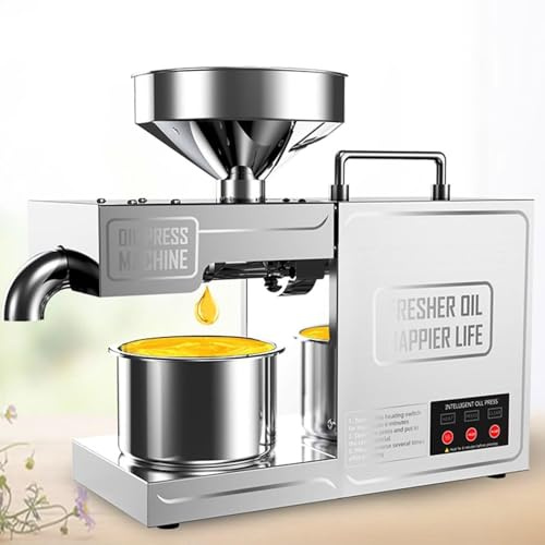 XYEJL Prensa de Aceite en a ro Inoxidable para Hogar, Materias Primas para Hacer Aceite de Oliva Silencioso y Estable Maquina Prensa Aceite DiseñO Antivibraciones
