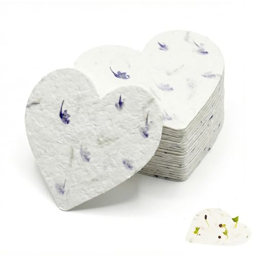 nulala 20Pack Herz pflanzbare Samen Papier handgemachte Wildblume Samen Papier, Wildblume Party Gaben, Hochzeit Gaben, Bridal Shower Favor, Baby Shower Favor | Handgemachte Samenpapier-Karten mit Wildblumensamen für Hochzeit, Babyparty, Erinnerungsgeschenke,Geschenkverpackungen