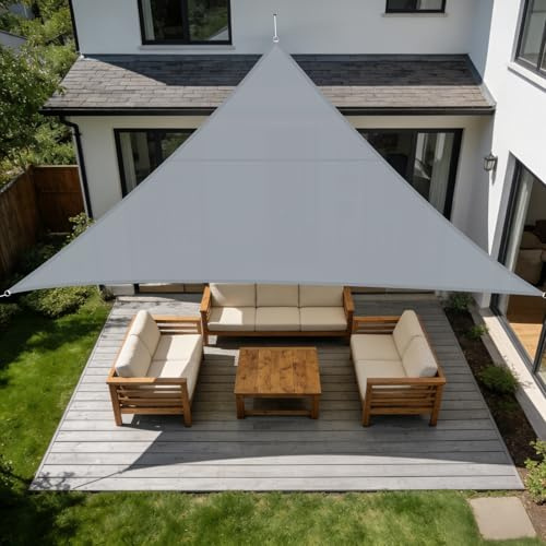SUNNY GUARD Sonnensegel Wasserdicht 3.5x3.5x3.5m Dreieckig Sonnenschutz Wetterschutz Segel Baldachin UV Schutz für Balkon Terrasse Garten, Dunkler Hellgrau