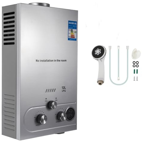Chauffe-eau à Gaz Instantané 12L LPG Butane Propane Chauffe-eau à Gaz Maison Camping Car 24KW 12L/min Avec Mode Hiver et Mode été