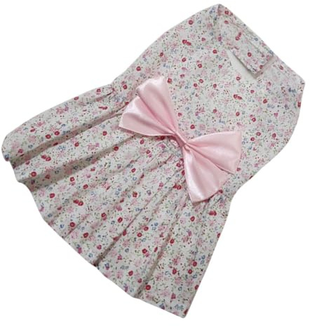 VICASKY Kleid für Hunde mit Schleife Floral Atmungsaktiv Haustierrock Partykleidung für Hundewelpen Geeignet für Reisen Spaziergänge und Fotoshootings