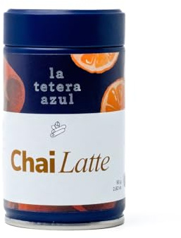 La Tetera Azul Chai Latte en Polvo, Bebida Ayurvédica Tradicional, Sin Gluten, Sin Azúcar, Sin Lactosa, 80 g, Ideal para Infusiones y Recetas, Energizante y Digestivo