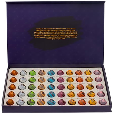 Signature Collection 50-Piece Luxury Artisan Chocolate Bonbon Gift Box – Crystal Hazelnuts, Pistachio, Vodka Truffle, Cherry, Mango, Plum & Blood Orange Creams & More – Premium Gift For All Occasions