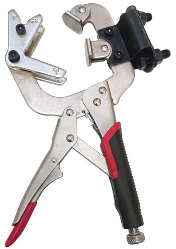 Lawnoval Welding C Clamp Locking Plier with 10 Inch Adjustable Spindle and Soft Grip Handle for Drill Press and Pipe Work, Chromium Vanadium Steel