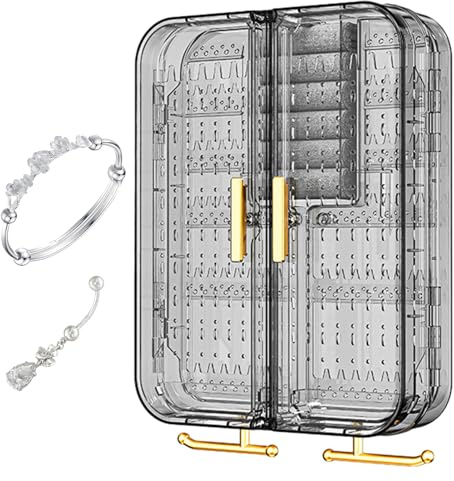 Organizzatore di gioielli appeso-organizzatore di gioielli da parete, supporto per collana trasparente, organizzatori da parete senza punzonatura, supporto per orecchini, organizzatore per