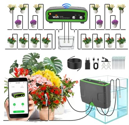 Automatische Bewässerungssystem Indoor für 20-30, 2.4Ghz APP-Doppelpumpe Topfpflanzen Fernbedienung Bewässerun Gießen Bewässerungssystem Zimmerpflanzen ropfbewässerungskit zimmerpflanzen Bewässerung