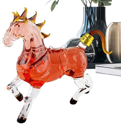 Carafe à vin - carafe à figurine de cheval | Bouteille en verre personnalisée pour whisky Bourbon | Cadeau des maris hommes | Carafee à spiritueux nobles | Accessoire de bar élégant pour la maison