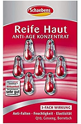 Schaebens Reife Haut Anti-Age Konzentrat 7 Stück für 7 Anwendungen 3-Fach Wirkung: Anti-Falten, Feuchtigkeit & Elastizität, mit Q10, Ginseng & Borretsch 7 Anwendungen