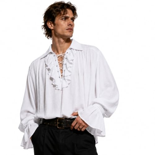 GRACEART Chemise Médiévale Nordique Renaissance Victorienne de Pirate et Vampire