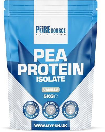 Pure Source Nutrition 100% Vegan Pea Protein Isolate Vanilla Flavoured Vegetarian Protein Powder Shake for Superfood Supergreens Dairy Free Shakes by PSN (5kg, Vanilla)
