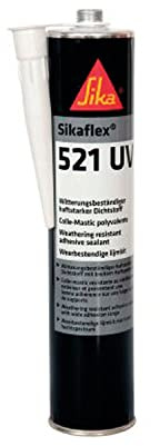 SIKA - Mastic-colle multi-usage - Sikaflex 521 UV - noir - Carton 12x300ml | Joints d'étanchéité camping-car/caravane/mobil-home - Adhérence élevée - Résistant aux UV - Sans solvant
