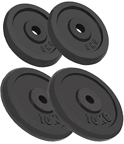 vidaXL 4X Discos de Pesas Hierro Fundido 2x10kg+2x5kg Fitness Musculación Gym