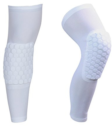 Compression Knee Sleeve Hex, Knee Pad for Basketball, volleyball, Running & All Sports, Youth & Adult Sizes (White(2 pack), Medium)