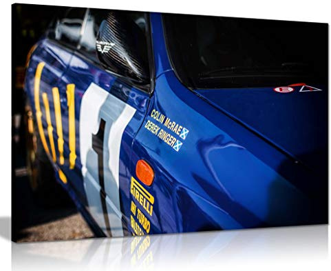 Panther Print Subaru Impreza Wrc Kunstdruck auf Leinwand, Blau, blau, 31x20cm (12x8in)