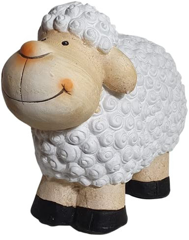 Bambelaa! Figura decorativa de oveja para jardín, grande, para interior y exterior, aprox. 31 x 13 x 23 cm, color blanco y negro