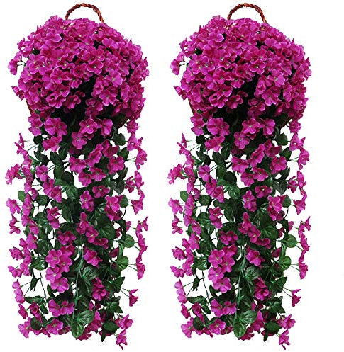 Fycooler Artificial Wisteria Vine Violet Ivy Flowers, Artificial Hanging Flowers Silk Lifelike Faux Wisteria Hanging Garland for Outdoor Home Wedding Garden/Yard/Patio String Floral Decoration-2X90cm