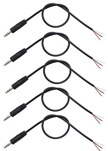 winwill 3,5 mm Stecker auf blankem Draht, 5 Stück 3,5 mm Klinkenstecker auf blankem Draht, offenes Ende, Audiokabel für Kopfhörer, Headset, kabel