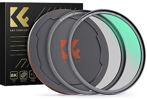 K&F CONCEPT 82mm Magnetic CPL Filter Kit +Adapter Ring+ Alloy Lens Cap, Circular Polarizing Quick Switch Converters Systerm Optical Glass for DSLR Cameras (Nano-X Series)