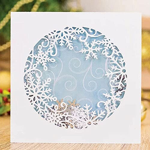 YunTrip Stanzformen für Kartenherstellung, Schneeflocke Kreis Hintergrund Metall Stanzformen Schablone für DIY Scrapbooking Album Prägung Foto Handwerk Papier Karten Dekorative Handwerk, silber