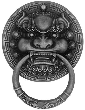 ZGJYSP Türklopfer aus Messing mit Löwenmaul,Metall,Antik-Löwen-Türgriff,Griffknöpfe für Haustüren,Haustürdekoration (Farbe:Schwarz,Größe:13,5 cm) (Schwarz 13,5 cm)