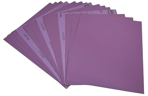 AutKerige Aluminiumoxid Schleifpapier 1000er Körnung, 230 x 280mm, 15 Stück Nass, für Metall, Glas, Auto & Holzmöbel