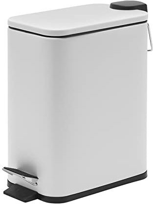 Access Hardware Narrow Profile Matte White Bathroom Bin 5l