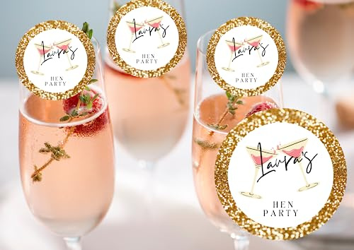 20 x 4.5cm edible HEN PARTY champagne prosecco flute drinks toppers uncut (Pink)