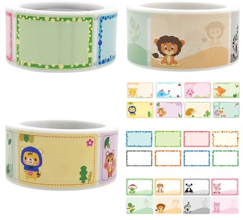 600 Pcs/3 Rolls Jam Labels Jars Food Freezer Labels Self Adhesive Jam Jar Labels Name Tag Label Colorful Sticker Cartoon Bordered Stickers for Kitchen Bottle Jams Containers Clothes Office School