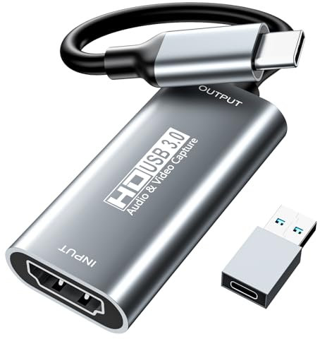 Carte d'acquisition vidéo XIIXMASK, Carte de Capture USB C 3.0, Enregistrement Audio vidéo HDMI vers USB C en 1080P @ 60 Hz, 2K @ 30 Hz pour l'enseignement, la Diffusion, Les Jeux, Le Streaming