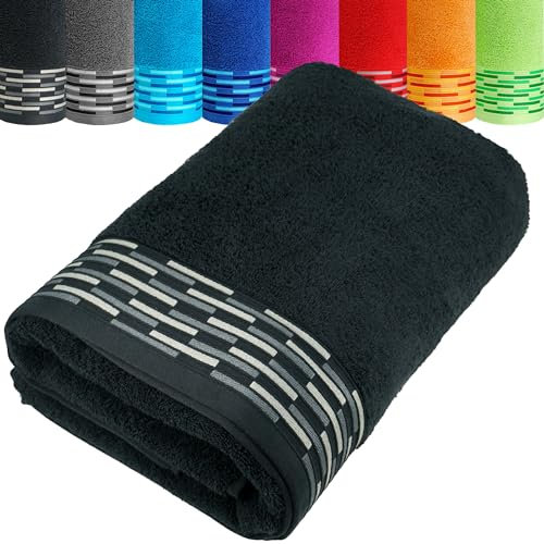 Lashuma Männer Saunahandtuch Schwarz, Lugano Handtücher groß für Sauna, Strand und Urlaub