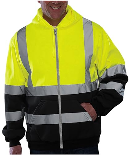 RLEHJN Arbeitsjacke Herren Winter Warnschutz Parka Arbeitsjacken Warnschutzjacke Warnjacke Jacke Pilotenjacke Thermo Jacke Reflektierenden Streifen Gelb, Schwarz, Orange, Grün