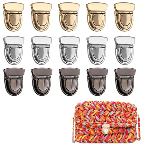 NHPY 15 Piezas Hebillas para Bolsos, Cerraduras para Bolsos, Cierres para Bolsos de Ganchillo, Candados con Hebilla para Bolsos de Metal, con Cierre en Espiral, para Bolsos de Cuero, Carteras