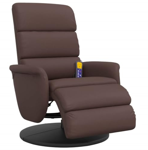 vidaXL Reclinerfåtölj med fotstöd brun konstläder, massagerande fåtölj, lutande funktion