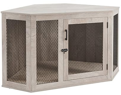 Eckhundebox Moderne Hundehütte Hundekäfig für Zuhause Hundehaus mit Türriegel Holz Indoor Hundekäfig Schrank Multifunktional Hundehaus TV Schrank Tierkäfig für große Hunde bis 50 kg. ( Color : Walnut