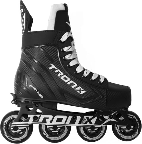 TronX Stryker Adjustable Senior Intermediate Junior Youth Roller Inline Hockey Skates, 2024 New Model (YTH Skate 11-1 (Shoe Size 13-3))