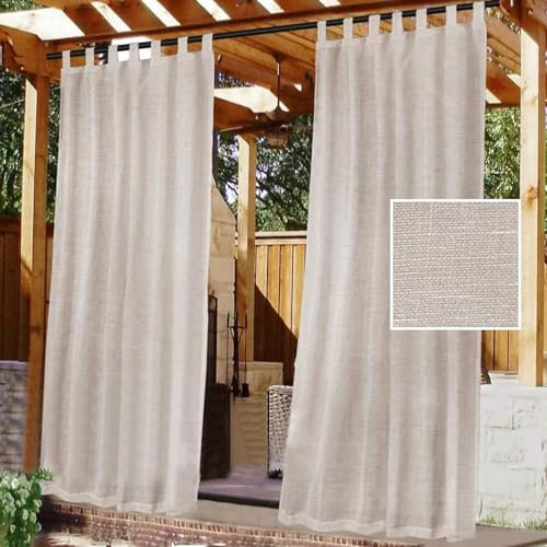 Gluhbirnen 2-Panel Linen Outdoor Curtains, Waterproof, Sheer, 132 x 241CM