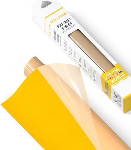 POLI-TAPE TUBITHERM® FLOCK Transferfolie mit samtartiger Oberfläche für Textilien – Flockfolie zum Aufbügeln, Plotterfolie für DIY Shirts, Lemon, 30,5 cm x 61 cm