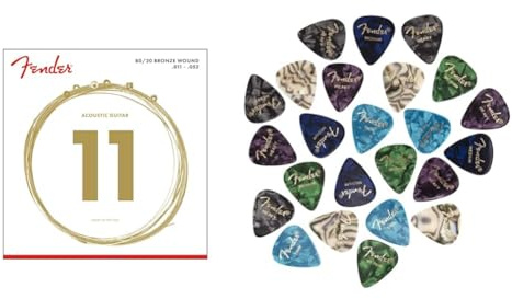 Fender HN110183 Saiten & Fender 351 Shape Premium Celluloid Picks 24 Count
