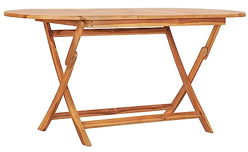 DYRJDJWIDHW bierzeltgarnitur mit lehne,tapeziertisch,Klappbarer Gartentisch 160×80×75 cm Teak MassivholzIdeal für Gärten, Terrassen, Weihnachtsfeiern